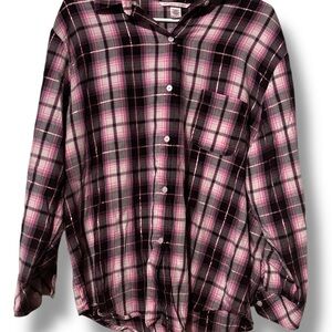Victoria's Secret Pink and Black Plaid Shirt